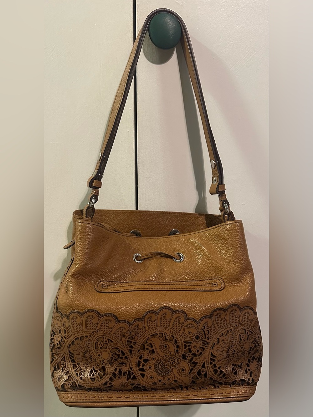 Brighton Clover Convertible Bucket Bag in toffee - Picture 2 of 8